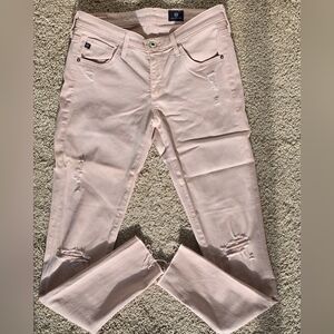 Ag Adriano Goldschmied Pink Skinny Jeans Distressed